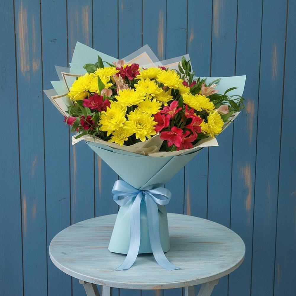 Букет цветов из: Альстромерии и Хризантемы в Алферово