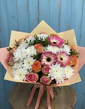 Букет цветов из:  Розы, Герберы и Хризантемы #REPLACE_PRED# Алферово
