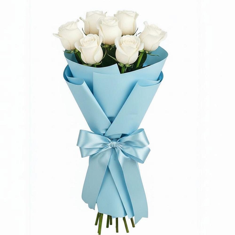 Букет 7 белых роз Проуд в Алферово