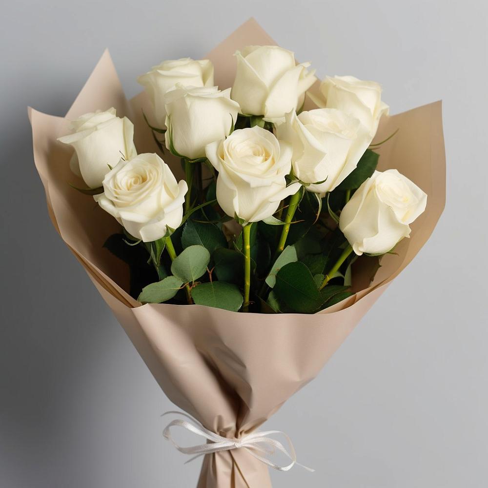 Букет 9 Белых роз Эдлесс Лав в Алферово