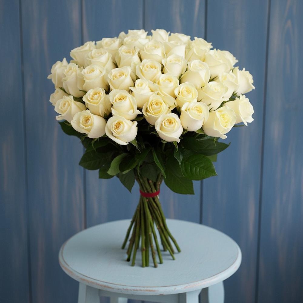 Букет 51 Белая роза Эдлесс Лав в Алферово