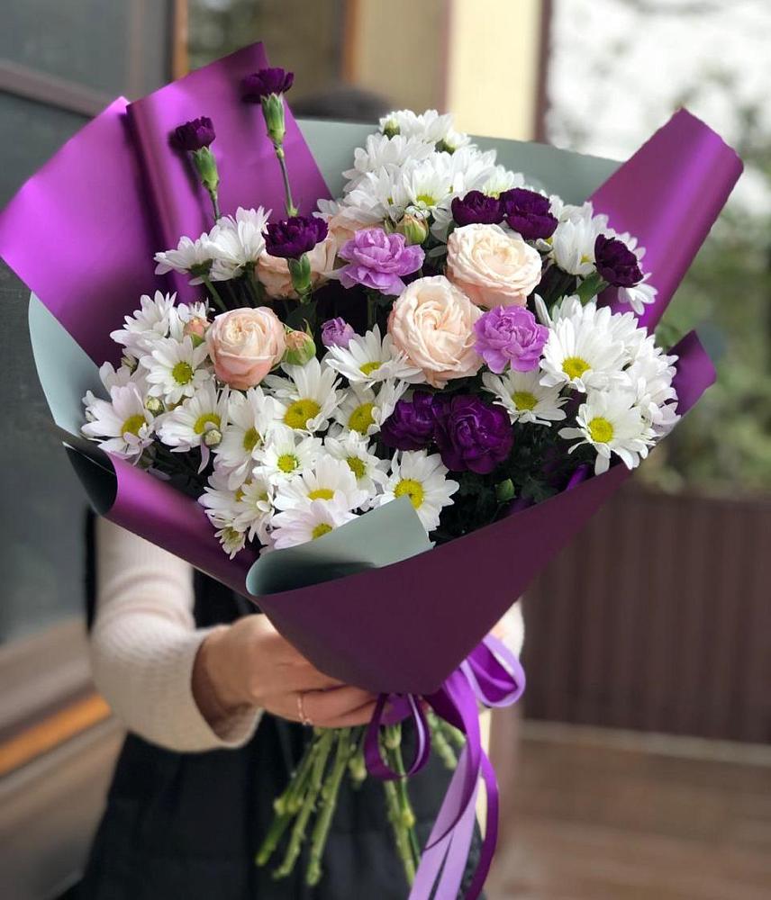 Букет цветов из: Хризантемы, Гвоздики и Розы в Алферово