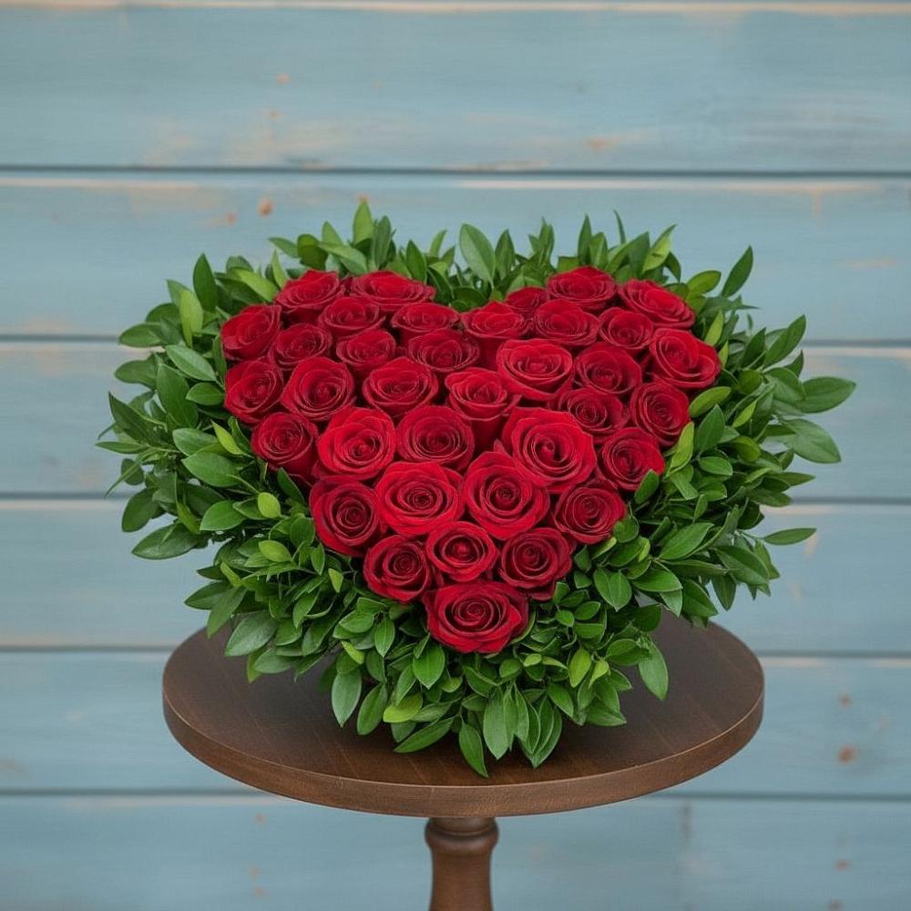 Цветочная композиция из Розы в виде сердца в Алферово