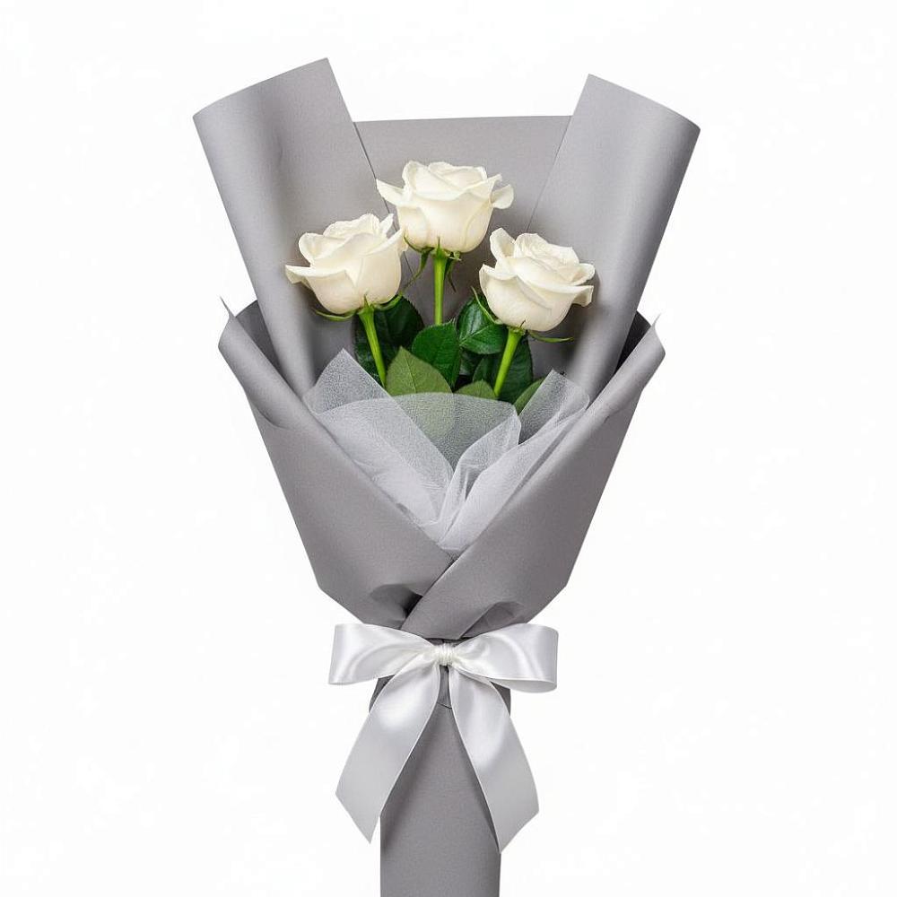 Букет 3 белые розы в Алферово