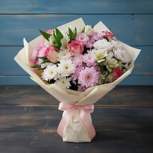 Букет цветов из:  Хризантемы, Альстромерии и Розы #REPLACE_PRED# Алферово