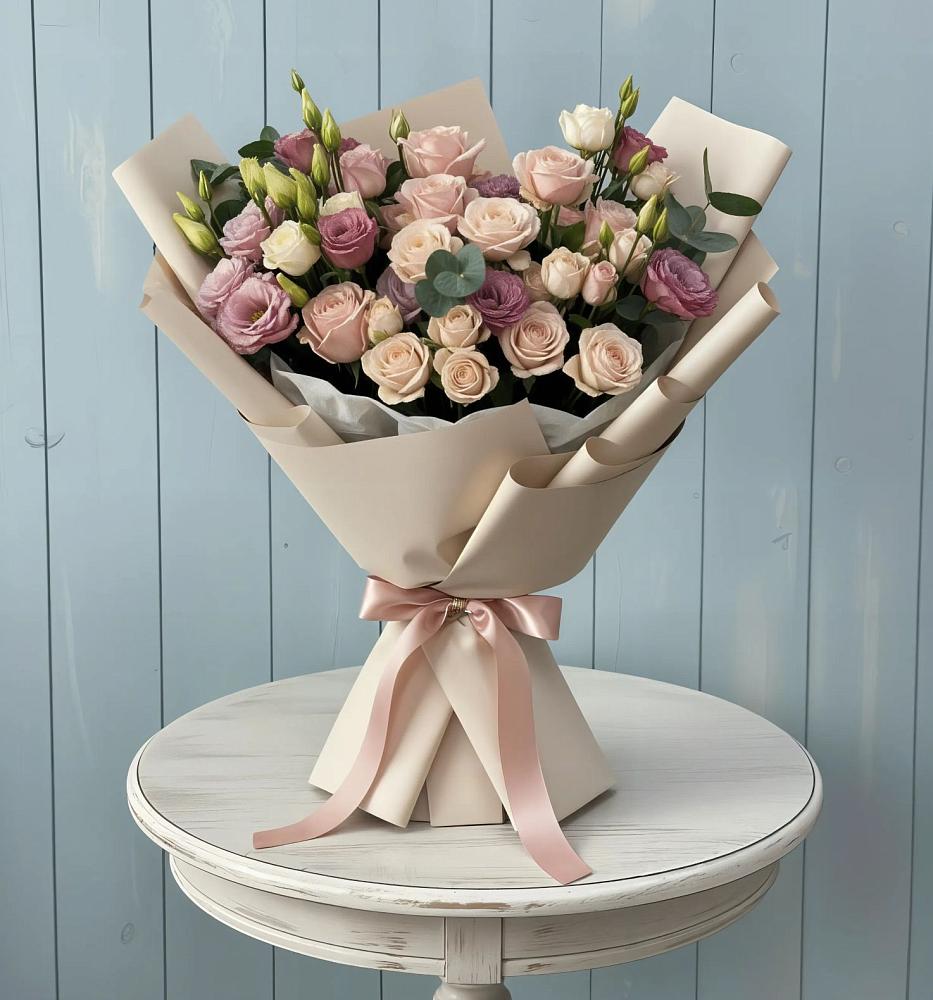 Букет цветов из: Розы и Лизиантусы в Алферово