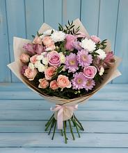 Букет цветов из:  Хризантемы, Розы и Альстромерии #REPLACE_PRED# Алферово