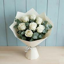 Букет Белые розы в Эвкалипте в Алферово