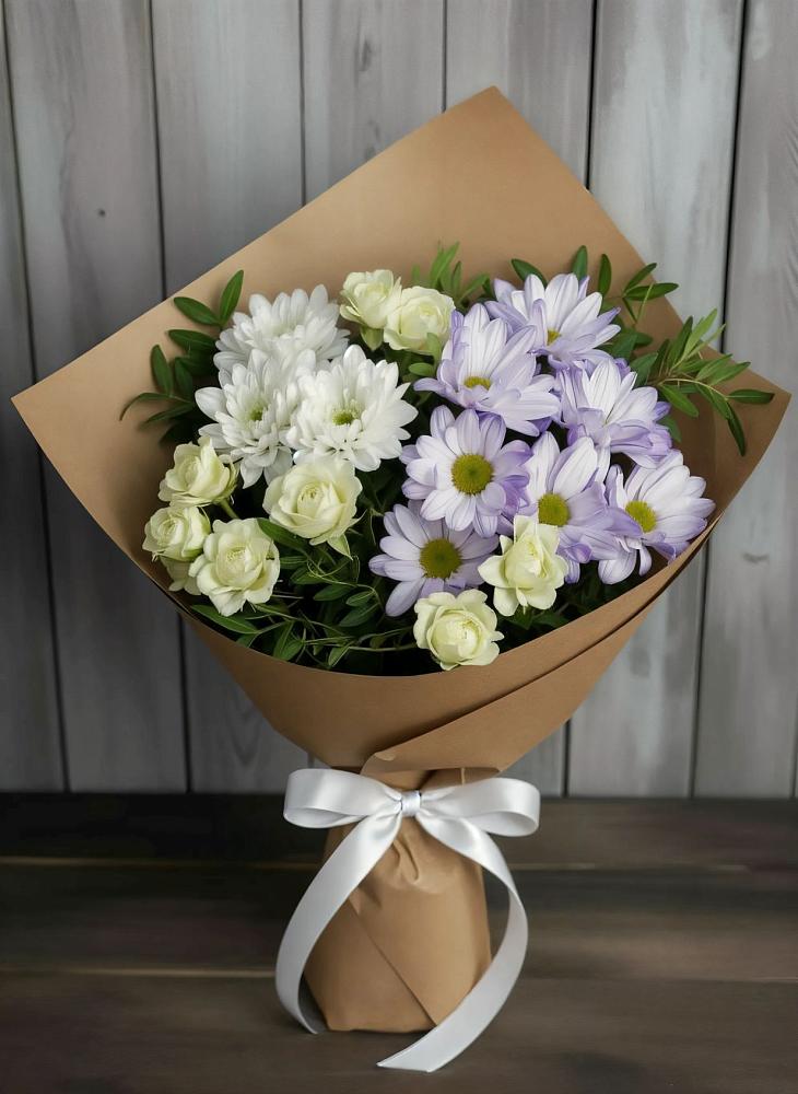 Букет цветов из: Хризантемы и Розы в Алферово