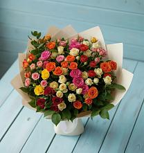 Букет Микс из разноцветных кустовых роз в Алферово
